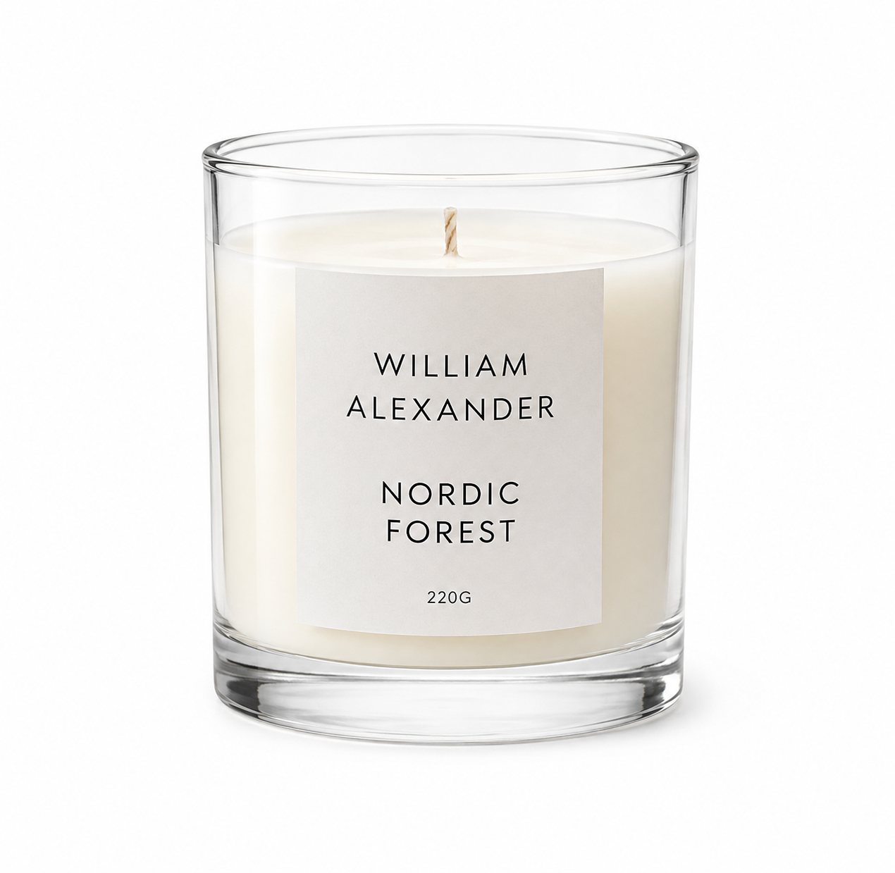 Nordic Forest Luxury Candle by William Alexander, winter forest scented soy candle