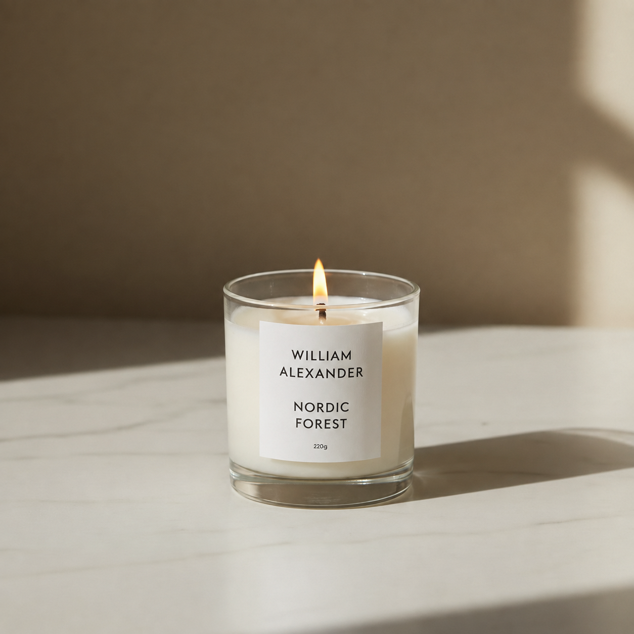 Nordic Forest Luxury Candle by William Alexander, pine and cedarwood Christmas soy candle