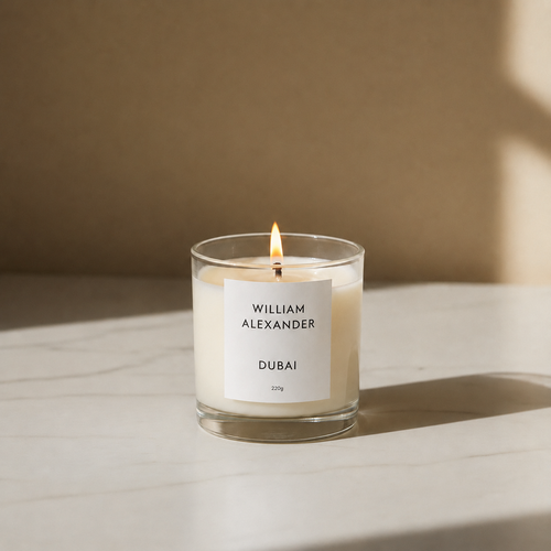 Dubai Luxury Candle by William Alexander, oud and bergamot 220g soy candle