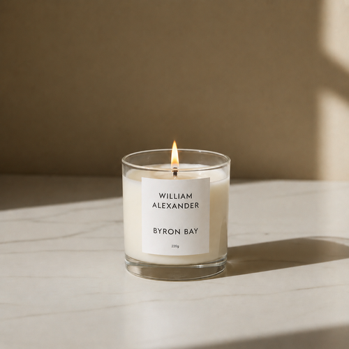 Byron Bay Luxury Candle by William Alexander, Santal 33 inspired sandalwood soy candle