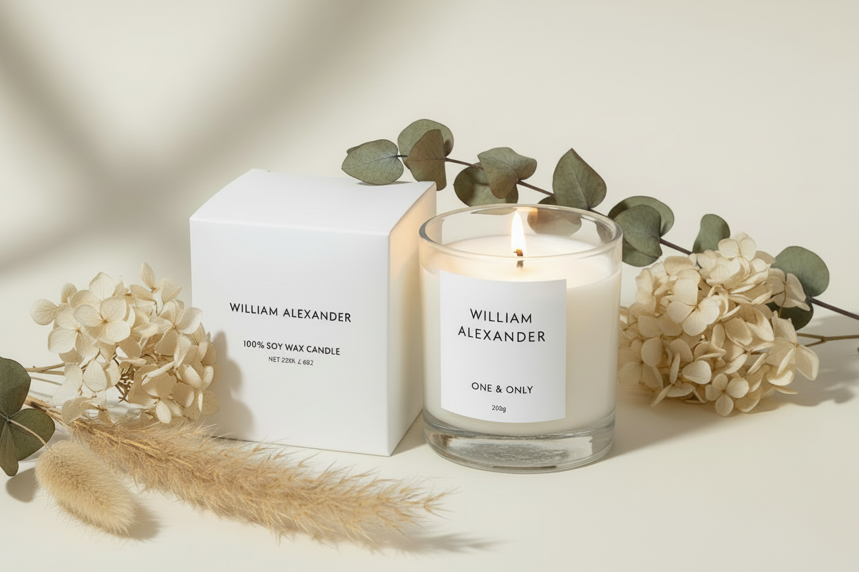 One & Only 220g Candle with packaging and natural styling