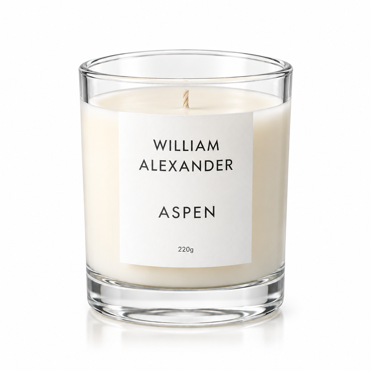 Aspen Winter Pine Christmas Candle 220g unlit on a plain white background