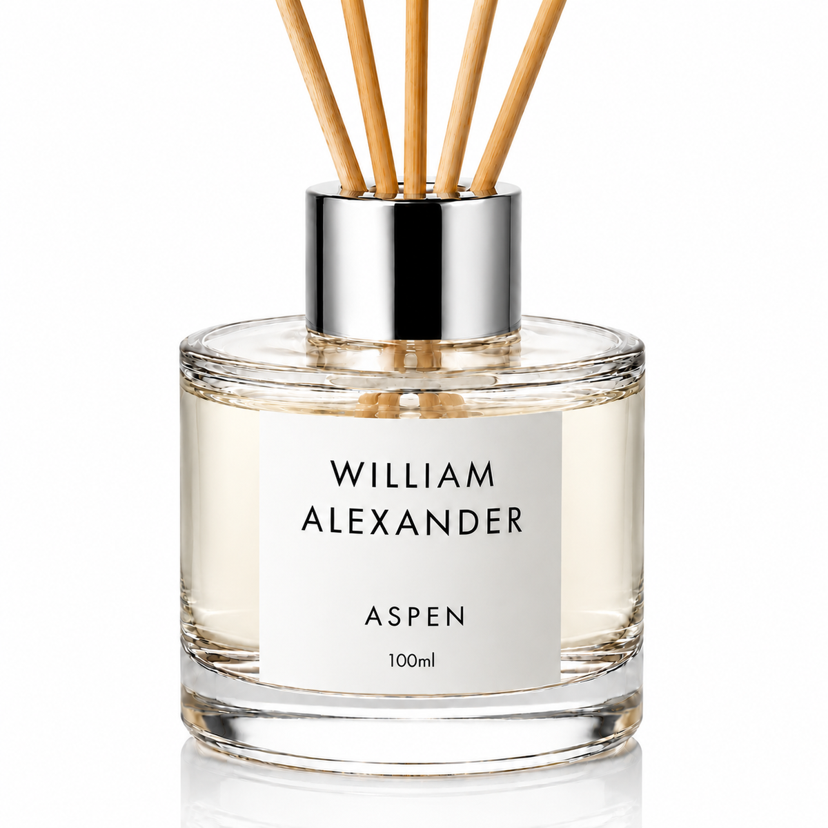 William Alexander Aspen Winter Pine Reed Diffuser 120ml with rattan reeds - Christmas pine, fir and sandalwood home fragrance
