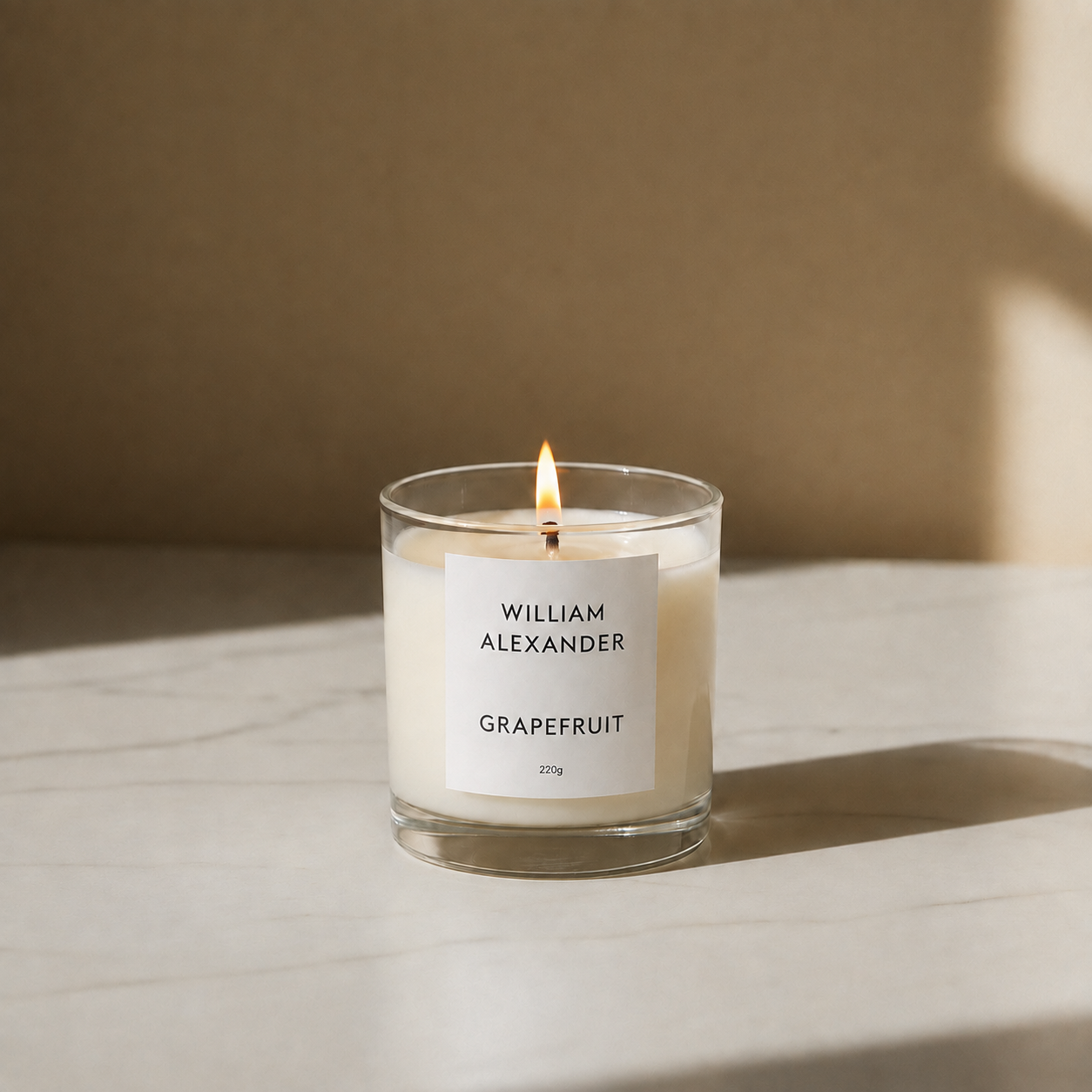 Grapefruit Luxury Soy Candle by William Alexander, fresh citrus 220g soy candle