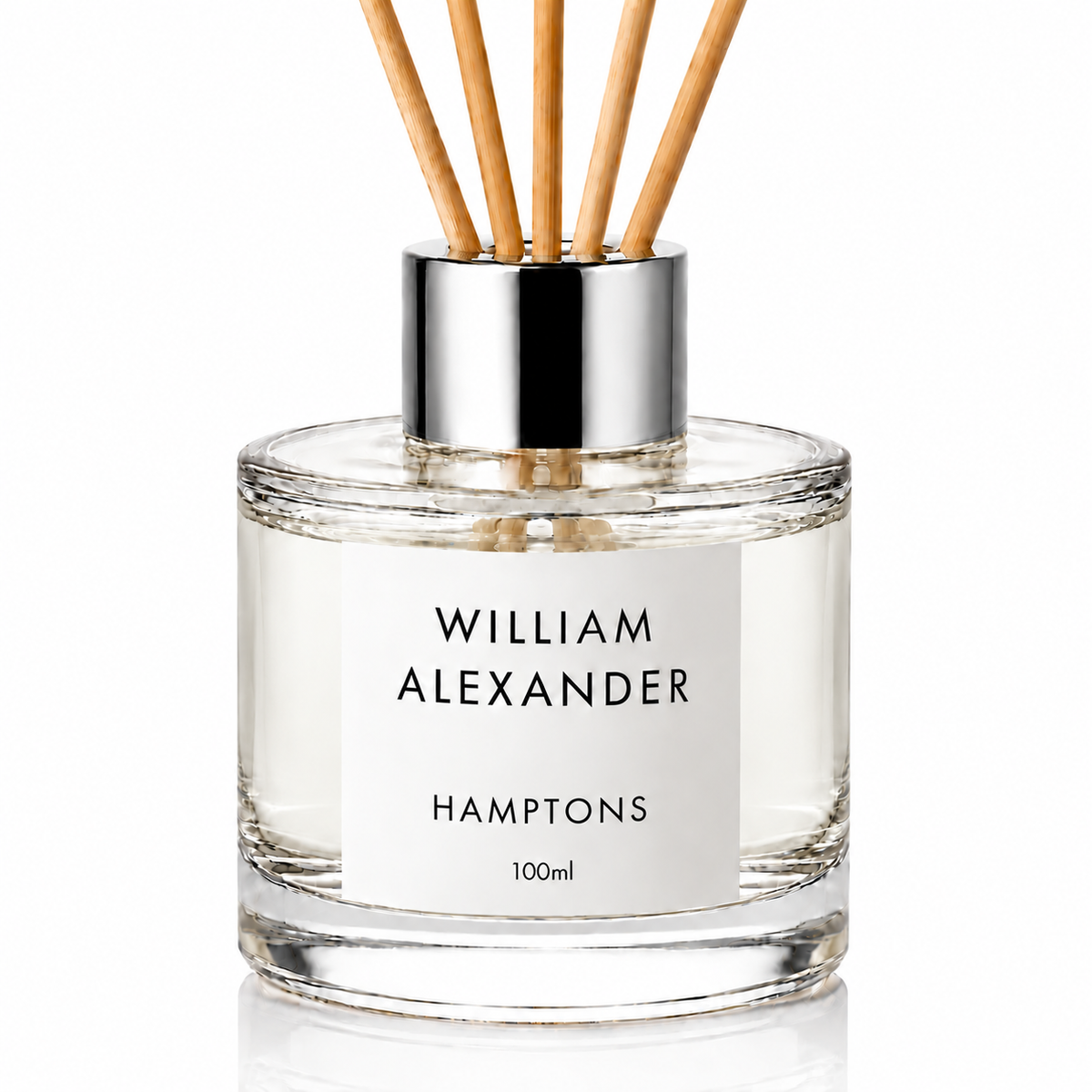 William Alexander Hamptons Fresh Linen Reed Diffuser 120ml with rattan reeds - clean citrus and white floral home fragrance